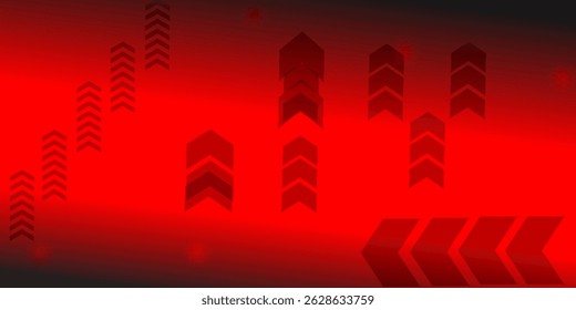 Dynamic red abstract background with upward arrow graphics symbolizing growth, progress, and direction. Perfect for technology, business, and futuristic themes