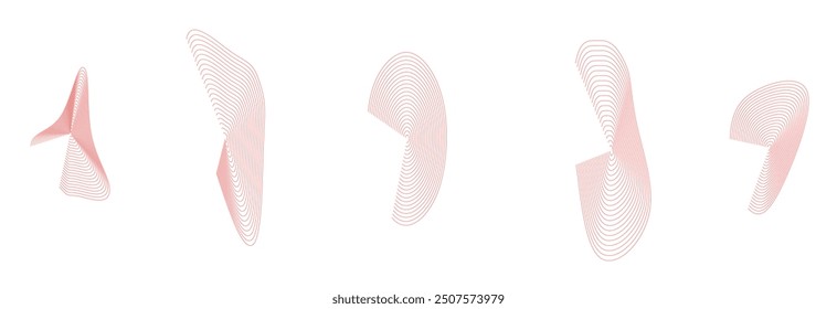 Dynamic red amorphous shapes, abstract fluid shapes made of abstract lines with a blend effect. Vector amorphous modern design elements.