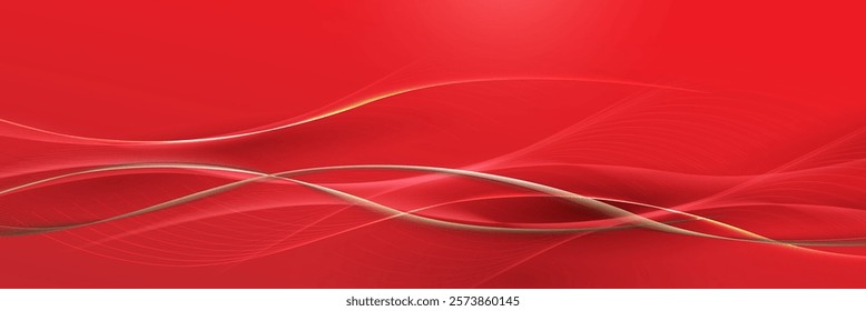 Dynamic red background featuring flowing gradient lines, creating an elegant and modern abstract design