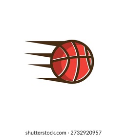 Vector de diseño de baloncesto rojo dinámico con efecto de línea de velocidad, deporte de alta energía.