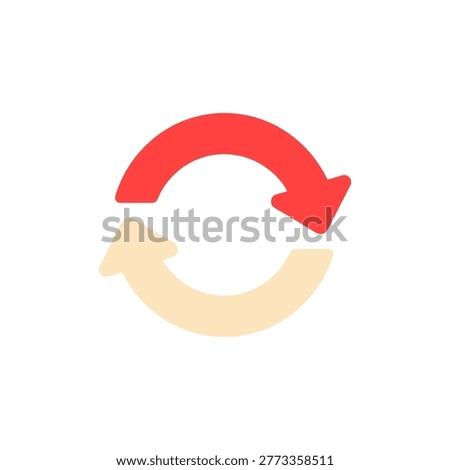 Dynamic red and beige arrows forming a circular loop symbolizing recycling or repetition