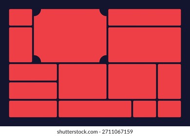 Dynamisches Rot-Bento-Gitter-Design mit anpassbaren geometrischen Blöcken für kreatives Branding