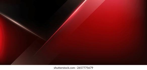 Dynamic Red And Black Abstract Background with Geometric Lines