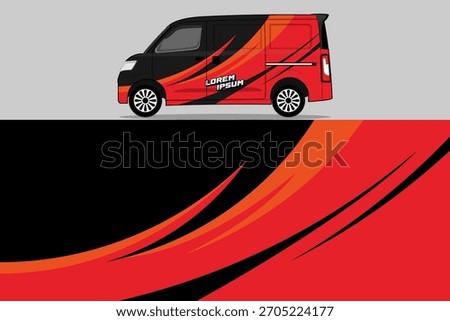 Dynamic Red and Black Abstract Swirls Van Wrap Design