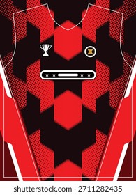 Modelo de vestuário atlético vermelho e preto dinâmico