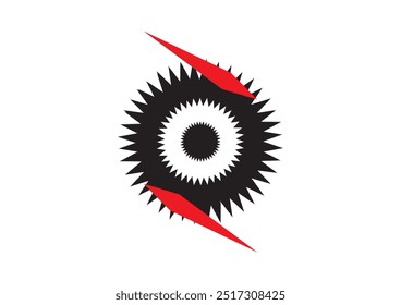 Logotipo geométrico vermelho e preto dinâmico de movimento e intensidade