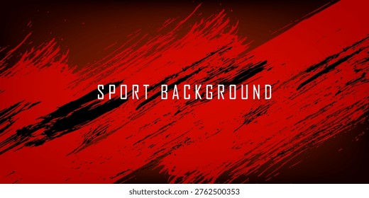 Dynamic Red and Black Sport Background with Abstract Brush Stroke Texture