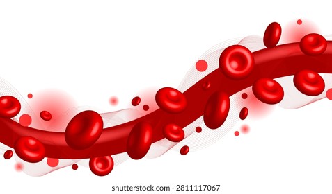 Dynamic red blood cells flow through a vibrant, abstract medical background, symbolizing health, circulation, and vital biology. Perfect for scientific or healthcare designs.