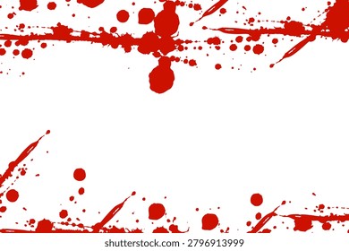Dynamic red blood splash streaks and splatter texture on white background excellent for action horror designs motion graphics and intense visual storytelling projects.