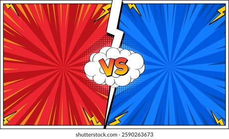 Dynamic red and blue versus comic illustration