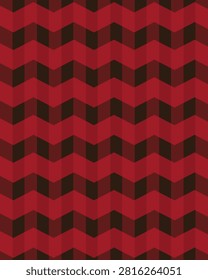 Dynamic red chevron seamless pattern with layered zigzag waves creating depth and movement. Ideal for modern textiles, wallpapers, packaging, and bold branding projects.