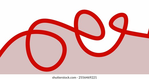 Dynamic Red Colored Line Shapes with Abstract Background. Vector Geometric Pattern with Squiggly Gradient Elements. modern gradient red line