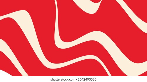 Ondas abstratas vermelhas e cremes dinâmicos: fundo de arte moderna para projetos criativos, design gráfico e papéis de parede digitais com design de padrão geométrico fluente