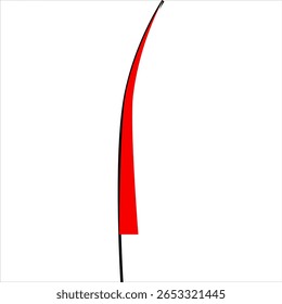 Dynamic Red Curved Arrow Pointing Down Left on Clean White Background