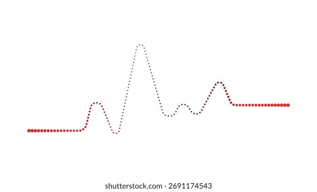 Dynamic red dot waveform charting progress, representing data trends, growth, and fluctuations in a modern, clean design.