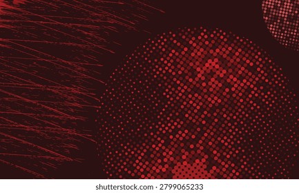 Dynamic red grunge texture background with aggressive fast motion lines and halftone sphere patterns.