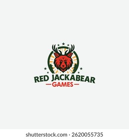 Dynamic Red Jackabear Mascot Logo   Perfect for Gaming Teams eSports