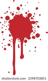 Dynamic red paint splatter illustration with bold, abstract design. Perfect for creative projects and modern artistic themes