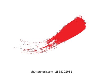 Dynamic Red Paint Stroke Against White Background.
