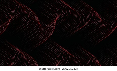 Dynamic red particle wave on black, perfect tech background or digital design