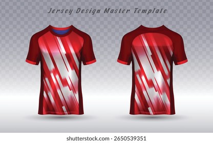 Dynamic red speed-stripe jersey with contrast panels, perfect for soccer team uniforms, motorsport branding, and competitive athletic wear.