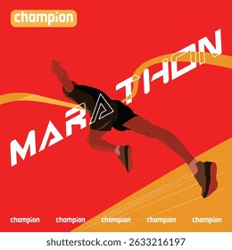 dinâmico vermelho esportivo masculino corredor silhueta ilustração.