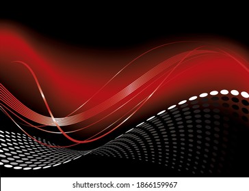 Dynamic red swirls and dots background vector