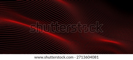 Dynamic Red Wavy Lines on Black Background. High-Contrast Abstract Futuristic Technology Wallpaper.