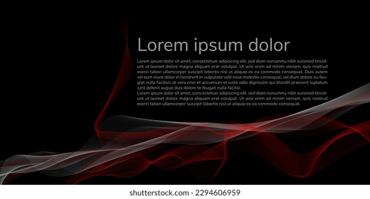 
Línea de onda de humo abstracta gris y rojo dinámico aislado sobre fondo negro. Elementos de diseño de ilustración vectorial en el concepto de nacionalismo, música, lujo, tecnología, moderno