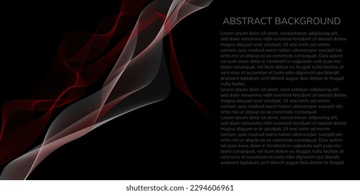 
Línea de onda de humo abstracta gris y rojo dinámico aislado sobre fondo negro. Elementos de diseño de ilustración vectorial en el concepto de nacionalismo, música, lujo, tecnología, moderno