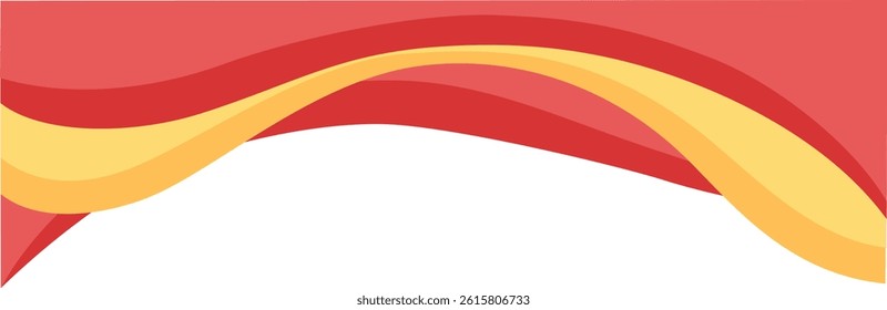 Dynamic Red and Yellow Wave Shape. Decorative Element of Header and Corner Border Frame.