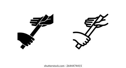 Dynamic relay baton icon for races, sports, and team competitions. Represents teamwork, speed, and athletic events.