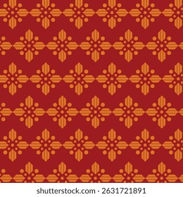 Dynamic Repeating Red Geometric Pattern Featuring Vibrant Orange Cross Motifs