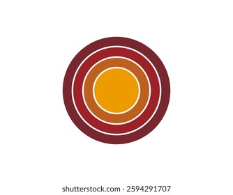 A dynamic retro sun circle featuring concentric geometric shapes, reflecting the vibrant style of the eighties and nineties.