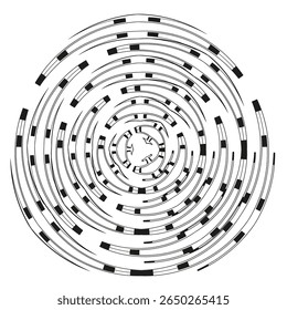 Padrão de anel dinâmico. Movimento circular tracejado. Vetor de fluxo concêntrico. Design radial abstrato.