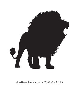 Dynamic Roaring Lion Silhouette for Impactful Visuals - Lion Vector - Lion Icon
