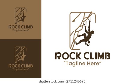 A dynamic rock climbing logo designed for climbing coaches, adventure gear brands, and outdoor training communities.