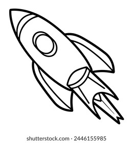 Dynamic rocket launching outline vector, perfect for futuristic and space-themed projects.