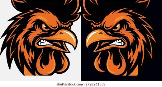 Dynamic Rooster Logo Design, Graphic Art, Vibrant Background, Digital Illustration, Creative Environment, Bold Aesthetic