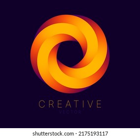 Dynamic Round Shape. Abstract Modern Graphic Design Element. Geometric Symbol. Colorful Gradient Blend Design. Creative Vector Template. Impossible Circle Sign. Abstract Design, Impossible Object. 