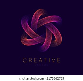 Dynamic Round Shape. Abstract Modern Graphic Design Element. Geometric Symbol. Colorful Gradient Blend Design. Creative Vector Template. Impossible Circle Sign. Abstract Design, Impossible Object. 