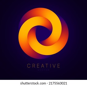 Dynamic Round Shape  Abstract Modern Graphic Design Element  Geometric Symbol  Colorful Gradient Blend Design  Creative Vector Template  Impossible Circle Sign  Abstract Design  Impossible Object  