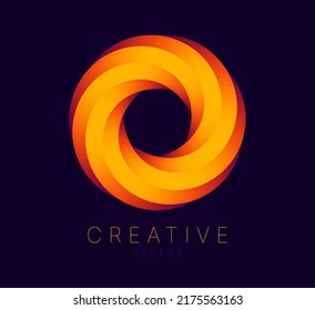 Dynamic Round Shape. Abstract Modern Graphic Design Element. Geometric Symbol. Colorful Gradient Blend Design. Creative Vector Template. Impossible Circle Sign. Abstract Design, Impossible Object. 