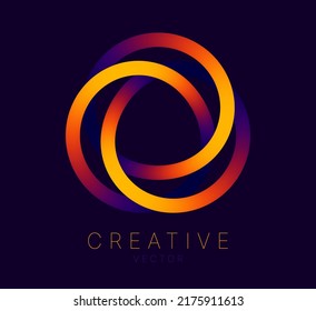 Dynamic Round Shape. Abstract Modern Graphic Design Element. Geometric Symbol. Colorful Gradient Blend Design. Creative Vector Template. Impossible Circle Sign. Abstract Design, Impossible Object. 