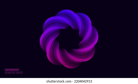 Dynamic Round Shape. Abstract Modern Graphic Design Element. Geometric Symbol. Colorful Gradient Blend Design. Creative Vector Template. Impossible Circle Sign. Blue Twisted Torus 3D Object.