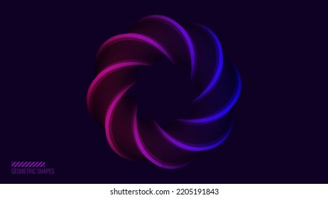 Dynamic Round Shape. Abstract Modern Graphic Design Element. Geometric Symbol. Colorful Gradient Blend Design. Creative Vector Template. Impossible Circle Sign. Blue Twisted Torus 3D Object.