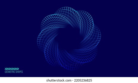 Dynamic Round Shape. Abstract Modern Graphic Design Element. Geometric Symbol. Colorful Gradient Blend Design. Creative Vector Template. Impossible Circle Sign. Blue Twisted Torus 3D Object.