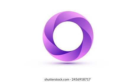 Dynamic Round Shape. Abstract Modern Graphic Design Element. Geometric Symbol. Colorful Gradient Blend Design. Creative Vector Template. Impossible Circle Sign. Abstract Design, Impossible Object.