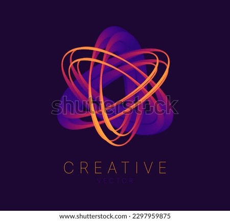 Dynamic Round Shape. Abstract Modern Graphic Design Element. Geometric Symbol. Colorful Gradient Blend Design. Creative Vector Template. Impossible Circle Sign. Abstract Design, Impossible Object.