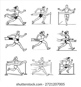 Dynamic runner crossing finish line symbolizing discipline success
